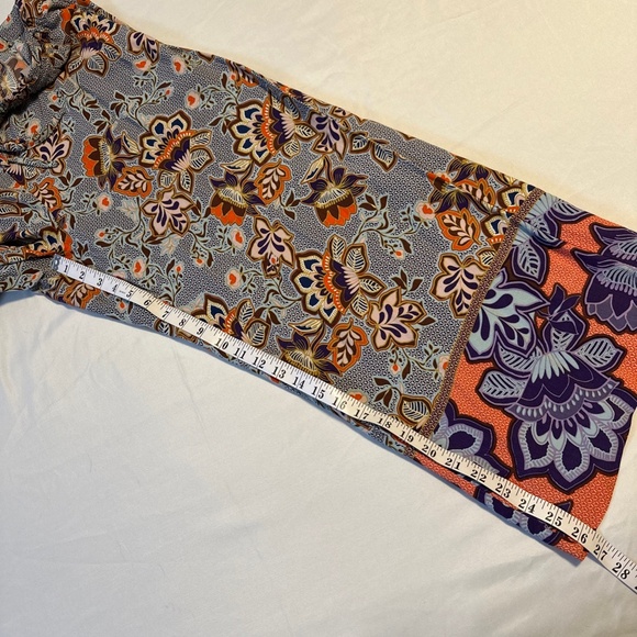 LOFT Fluid Women's Large Wide Leg Crop Pants Floral Bold Boho Mosaic Resort Chic - Picture 3 of 7